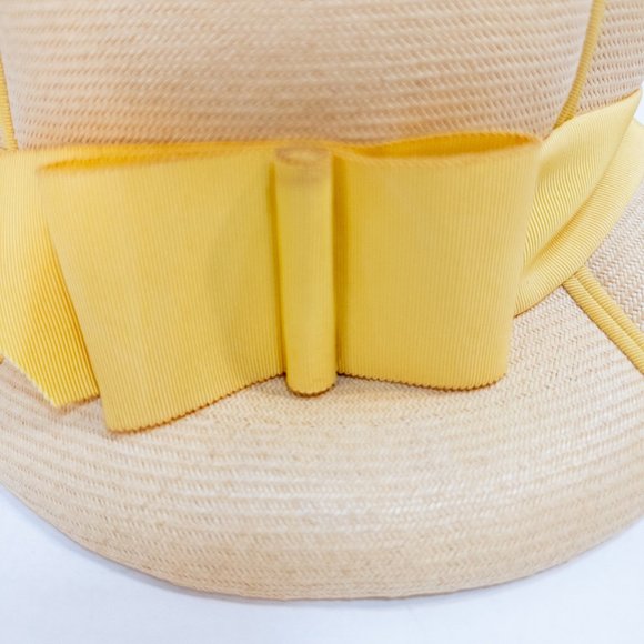 Vintage Mr. John Jr Bubble Hat Straw Yellow Ribbon Tall Mod - Picture 2 of 10